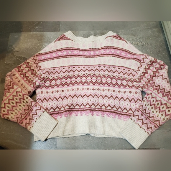 Twik by Simons short cardigan. Buttons. Long sleeves. Fair Isle / Nordic. Size L - Picture 2 of 9